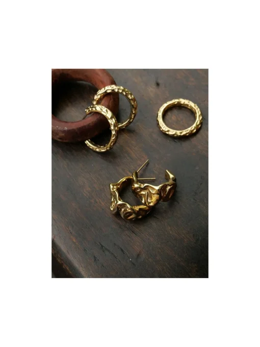 A&C OSLO EARRINGS CURLED CREOL 24MM STEEL 14K