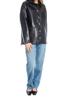 ANINE BING LEATHER JACKET LUCA BLACK RECYCLED