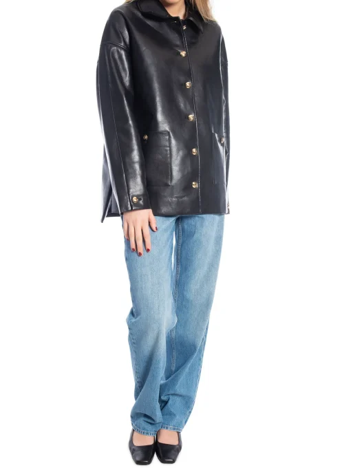 ANINE BING LEATHER JACKET LUCA BLACK RECYCLED