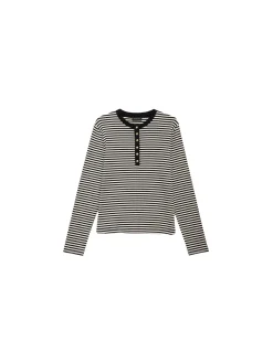 ANINE BING TOPP ALESSIA LONG CREAM/BLACK STRIPE