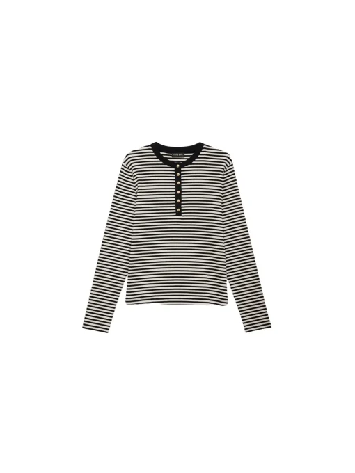 ANINE BING TOPP ALESSIA LONG CREAM/BLACK STRIPE