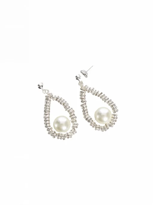 BOW19 EARRINGS PEARL GLOW OVAL SILVER