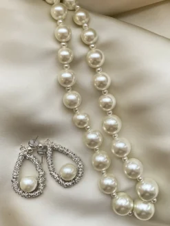 BOW19 EARRINGS PEARL GLOW OVAL SILVER