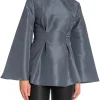 BY MALINA BLOUSE ARIELLE PEPLUM SHAPED SMOKE