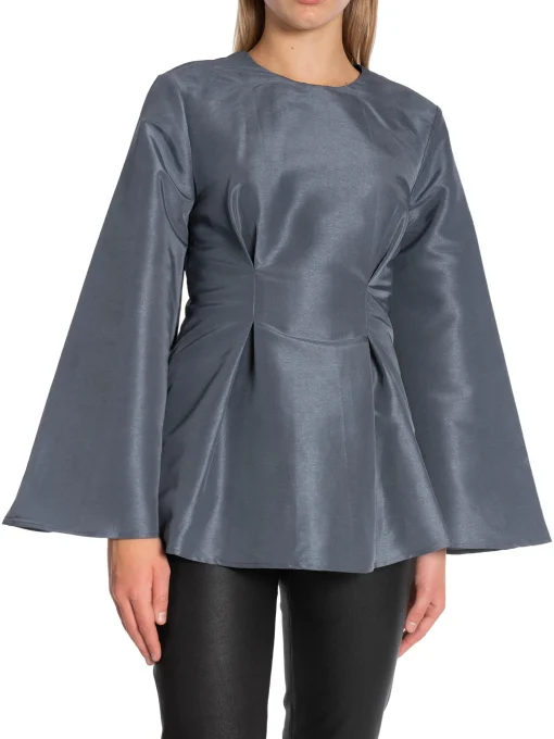 BY MALINA BLOUSE ARIELLE PEPLUM SHAPED SMOKE