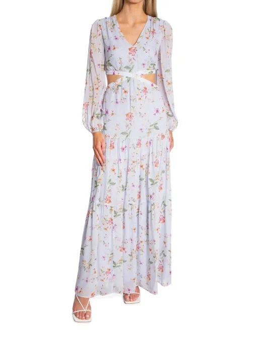BY MALINA DRESS HOLLIE SOFT FLORAL SKY BLUE