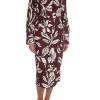 BY MALINA DRESS SAVANNAH TWISTED NECK DETAIL MIDI PENCIL FLORAL