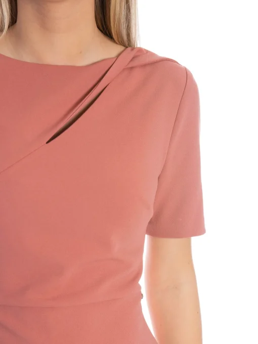 CALVIN KLEIN DRESS SCUBA CREPE FRONT TWIST LIGHT MAHOGANY