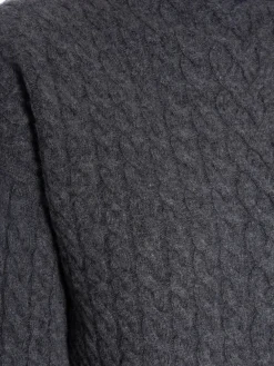 CALVIN KLEIN SWEATER SOFT WOOL CABLE RELAXED MID GREY HEATHER