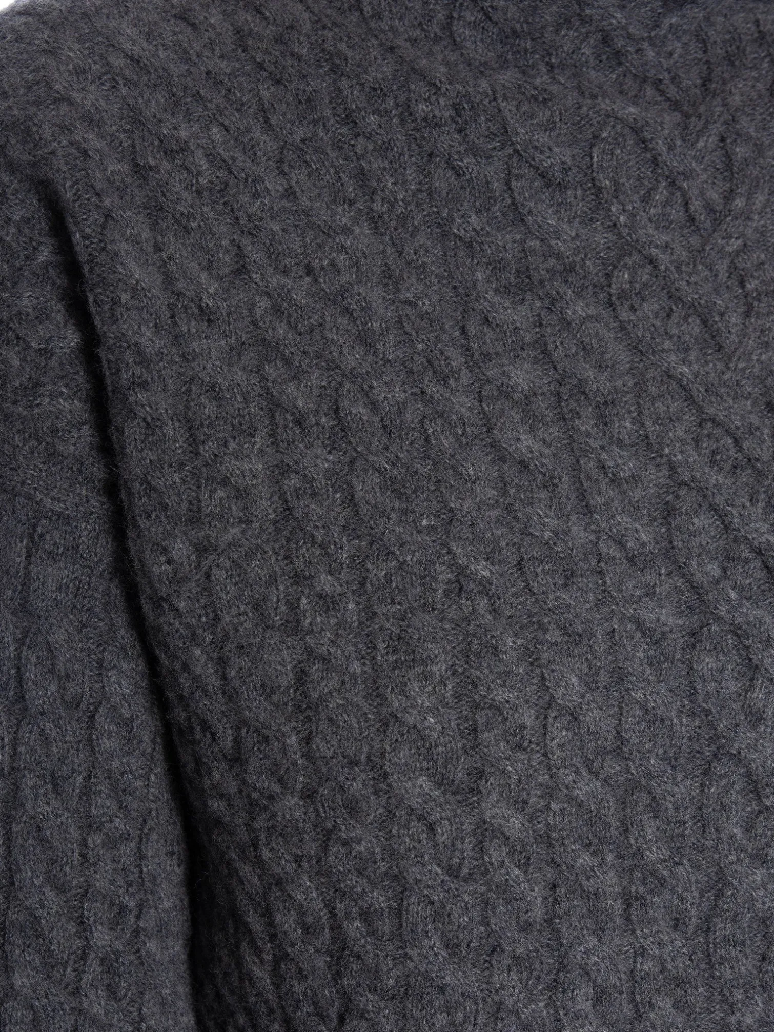 CALVIN KLEIN SWEATER SOFT WOOL CABLE RELAXED MID GREY HEATHER