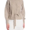 CO'COUTURE CARDIGAN ROW CABLE TIE BONE