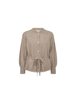 CO'COUTURE CARDIGAN ROW CABLE TIE BONE