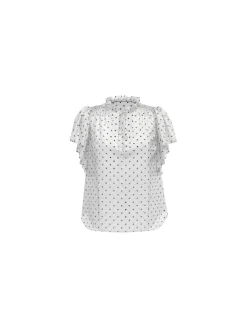 CO'COUTURE TOP DIONNE DOT FRILL OFF WHITE