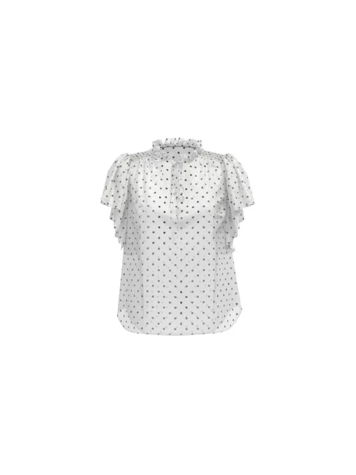 CO'COUTURE TOP DIONNE DOT FRILL OFF WHITE