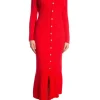 COPPEROSE DRESS LONG KNIT BUTTON RED