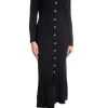 COPPEROSE DRESS LONG KNIT BUTTON BLACK