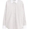 FILIPPA K SHIRT COTTON TUXEDO LIGHT BROWN STRIPE