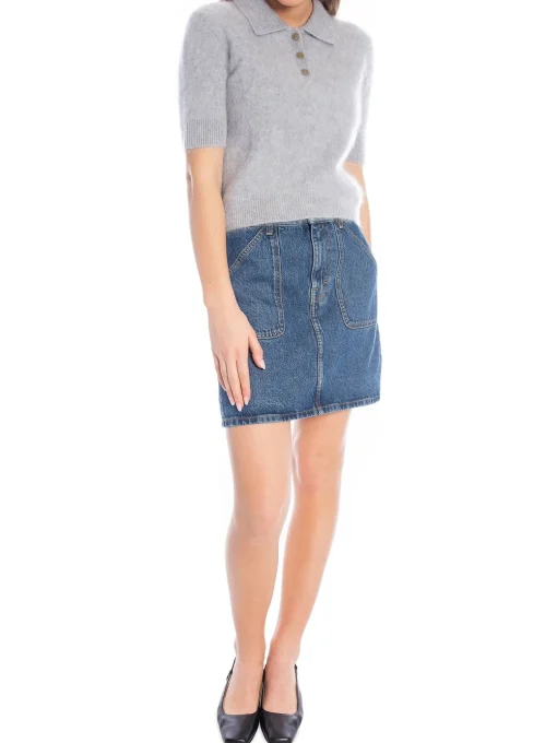 FILIPPA K SKIRT PATCH POCKET MINI WASHED MID BLUE