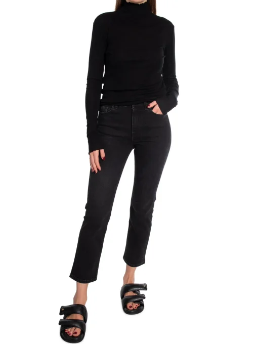 FILIPPA K TOP SHEER WOOL MOCK BLACK