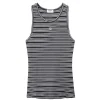 FILIPPA K TOP STRIPED FINE RIB TANK BLACK