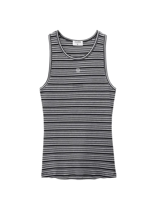 FILIPPA K TOP STRIPED FINE RIB TANK BLACK