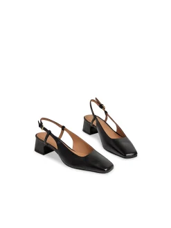 FLATTERED BALLERINA ELIN BLACK LEATHER