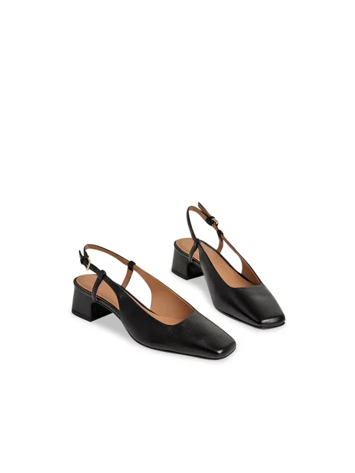 FLATTERED BALLERINA ELIN BLACK LEATHER