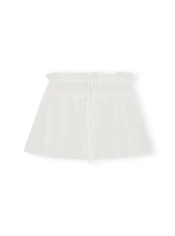 GANNI SKIRT LIGHT BRODERIE ANGLAISE MINI BRIGHT WHITE