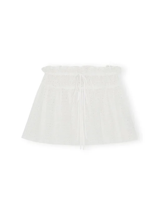 GANNI SKIRT LIGHT BRODERIE ANGLAISE MINI BRIGHT WHITE