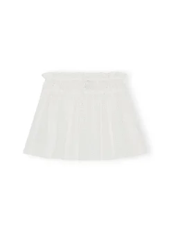 GANNI SKIRT LIGHT BRODERIE ANGLAISE MINI BRIGHT WHITE