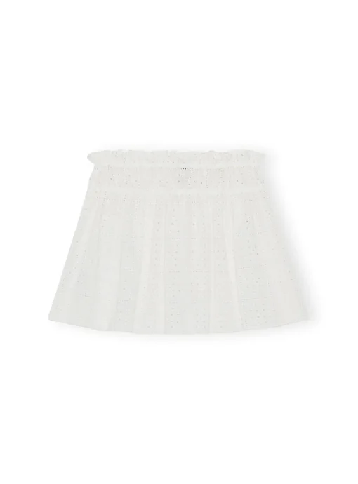 GANNI SKIRT LIGHT BRODERIE ANGLAISE MINI BRIGHT WHITE