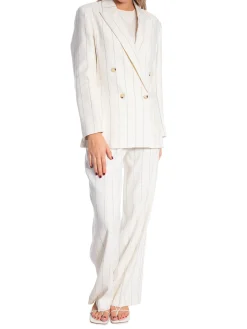 GANT BLAZER PINSTRIPE LINEN CLUB BLAZER EGGSHELL
