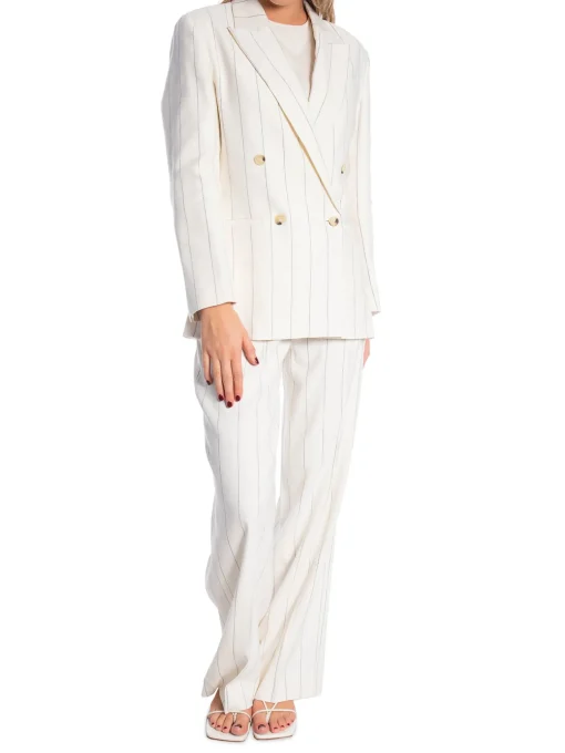 GANT BLAZER PINSTRIPE LINEN CLUB BLAZER EGGSHELL