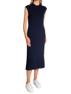 GANT DRESS RIB KNIT SLEEVELESS C-NECK EVENING BLUE