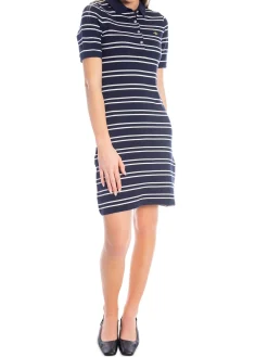 GANT DRESS STRIPE SHIELD SS PIQUE POLO EVENING BLUE