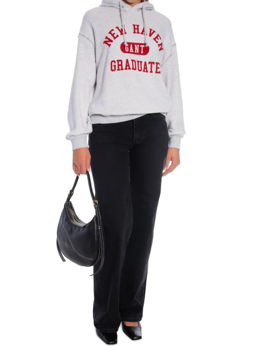 GANT HOODIE GRAPHIC PALE GREY MELANGE