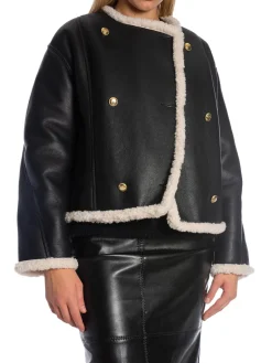 GANT JACKET FAUX SHEARLING SHORT BLACK