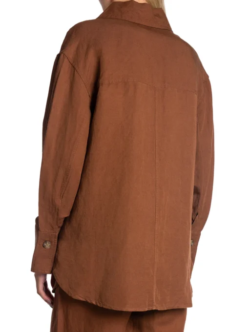 GANT JACKET LINEN VISCOSE SHIRT MAHOGANY BROWN
