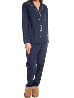 GANT PAJAMA SATIN STRIPE SET EVENING BLUE
