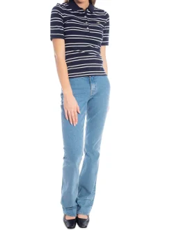 GANT TOP SLIM STRIPE SHIELD SS PIQUE POLO EVENING BLUE
