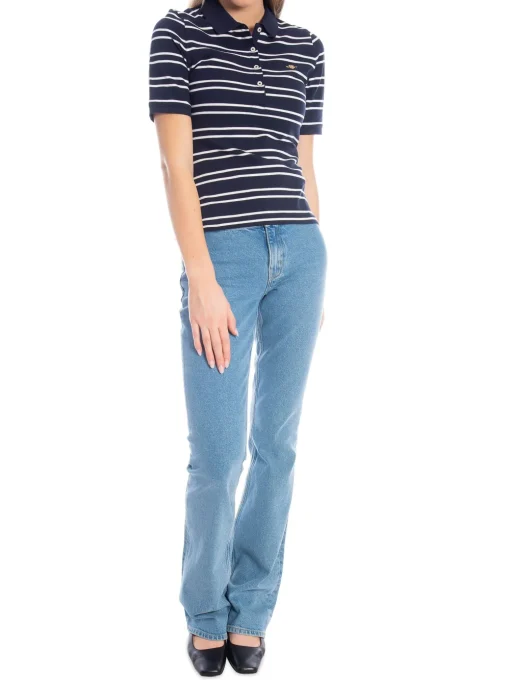 GANT TOP SLIM STRIPE SHIELD SS PIQUE POLO EVENING BLUE