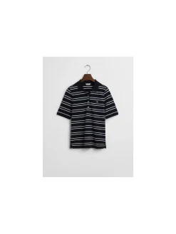 GANT TOP SLIM STRIPE SHIELD SS PIQUE POLO EVENING BLUE