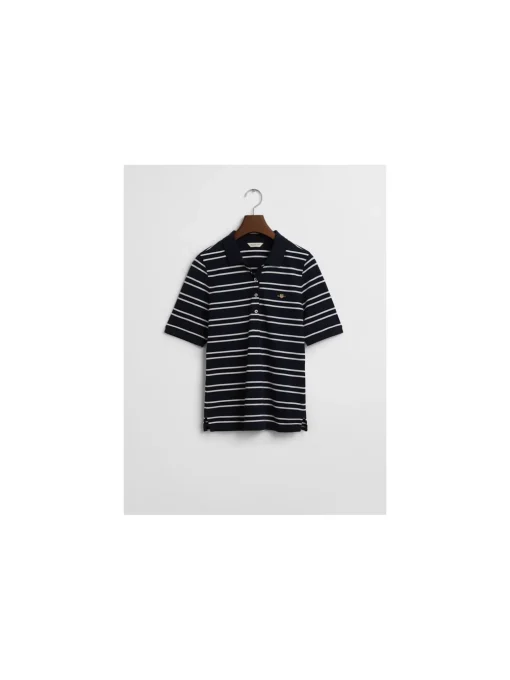 GANT TOP SLIM STRIPE SHIELD SS PIQUE POLO EVENING BLUE