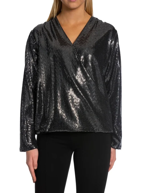 LEVETE ROOM BLOUSE EVELYN BLACK COMBI