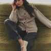 LEVETE ROOM CARDIGAN PERLE 9 DOVE MELANGE