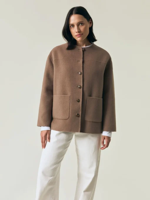 LEXINGTON JACKET DOUBLE FACED WOOL BLEND LIGHT BROWN