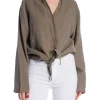 LOIS SHIRT PIA LINEN SHIRT HEDGE GREEN