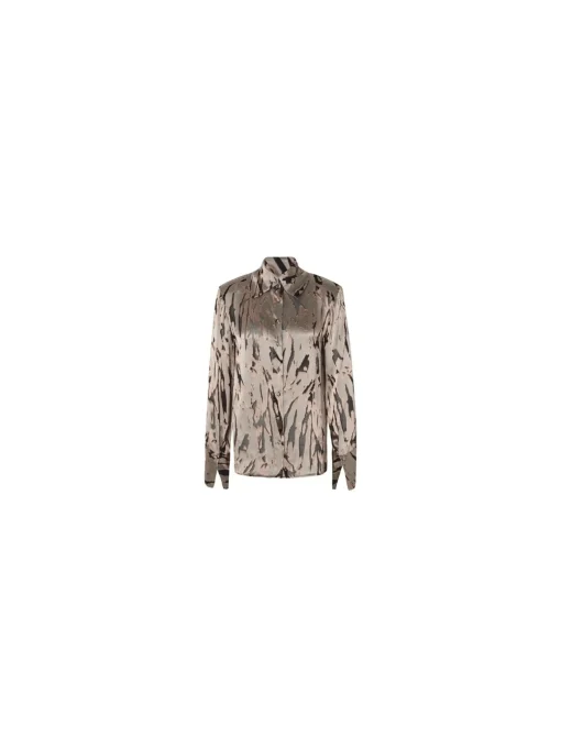 MALINA BLOUSE AWA SILK BLEND BUTTON BACK DUSK