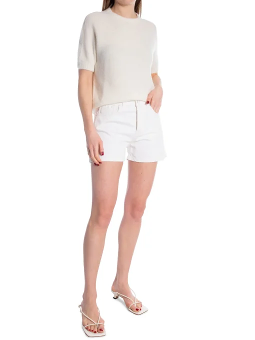 MAËLYS PARIS SWEATER SHORT-SLEEVED 15% SUPERFINE ALPACA WHITE