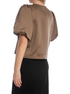 NEO NOIR BLOUSE AISA DULL SATIN DARK TAUPE